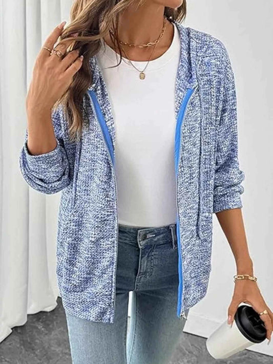 Textured Knit Zip-Up Jacket