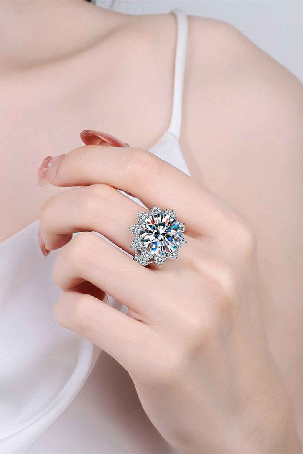 10 Carat Moissanite Flower-Shaped Ring
