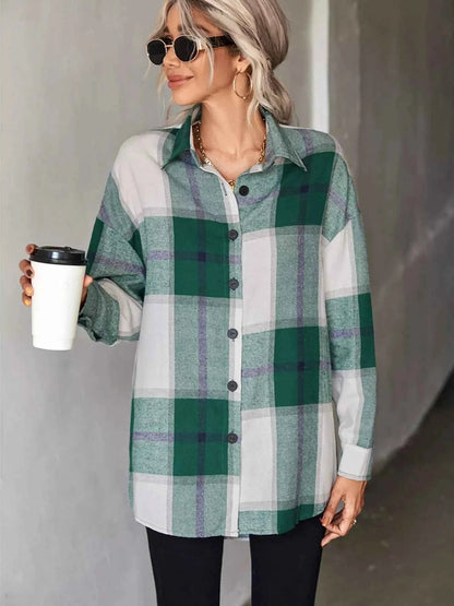 Plaid Button-Down Long Sleeve Shirt