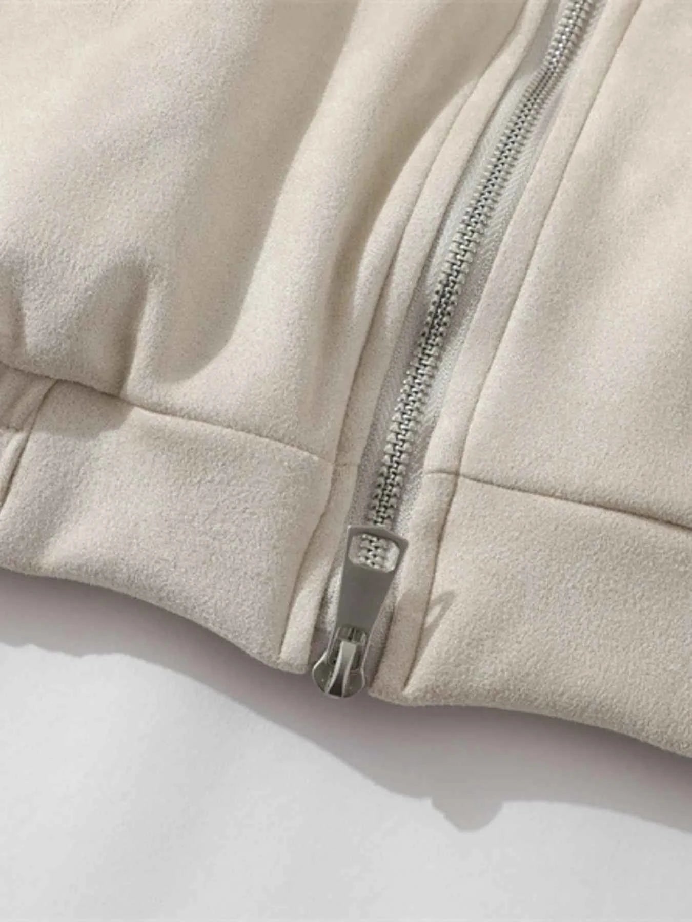 Men's Letter Zip Up Long Sleeve Hoodie