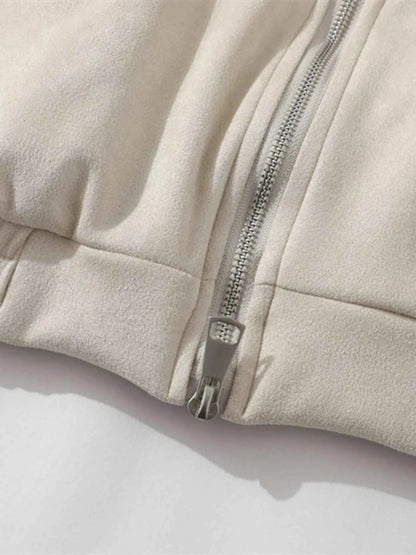 Men's Letter Zip Up Long Sleeve Hoodie