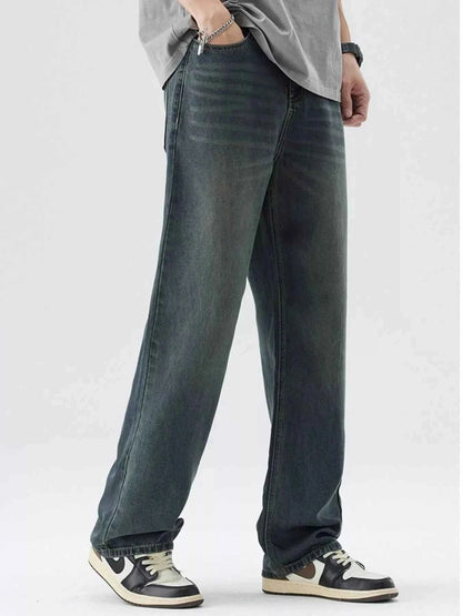 Men's Washed Wide Leg Relaxed Fit Jeans
