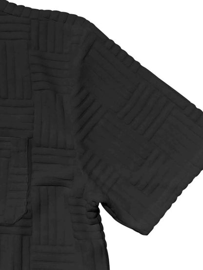 Men's Full Size Button Up Short Sleeve Top and Shorts Set Plus Size