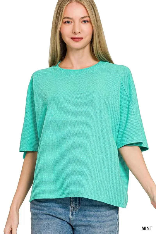 Zenana Double Knit Short Sleeve Top