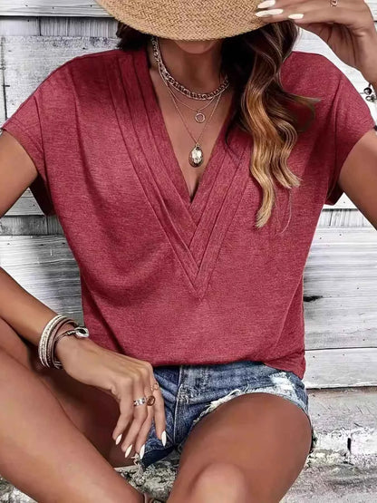 V-Neck Short Sleeve Casual Top