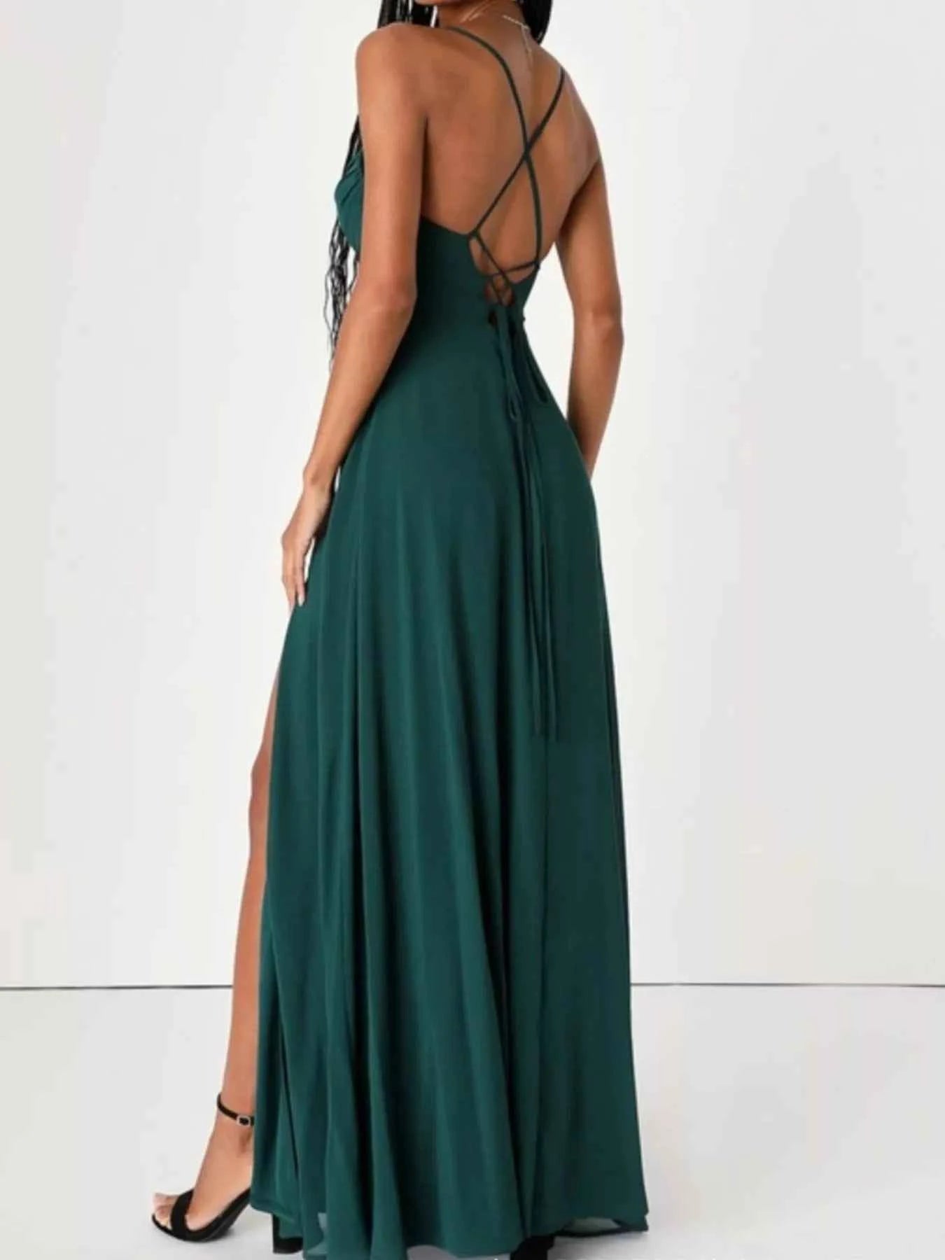 Crisscross Back Slit Maxi Dress