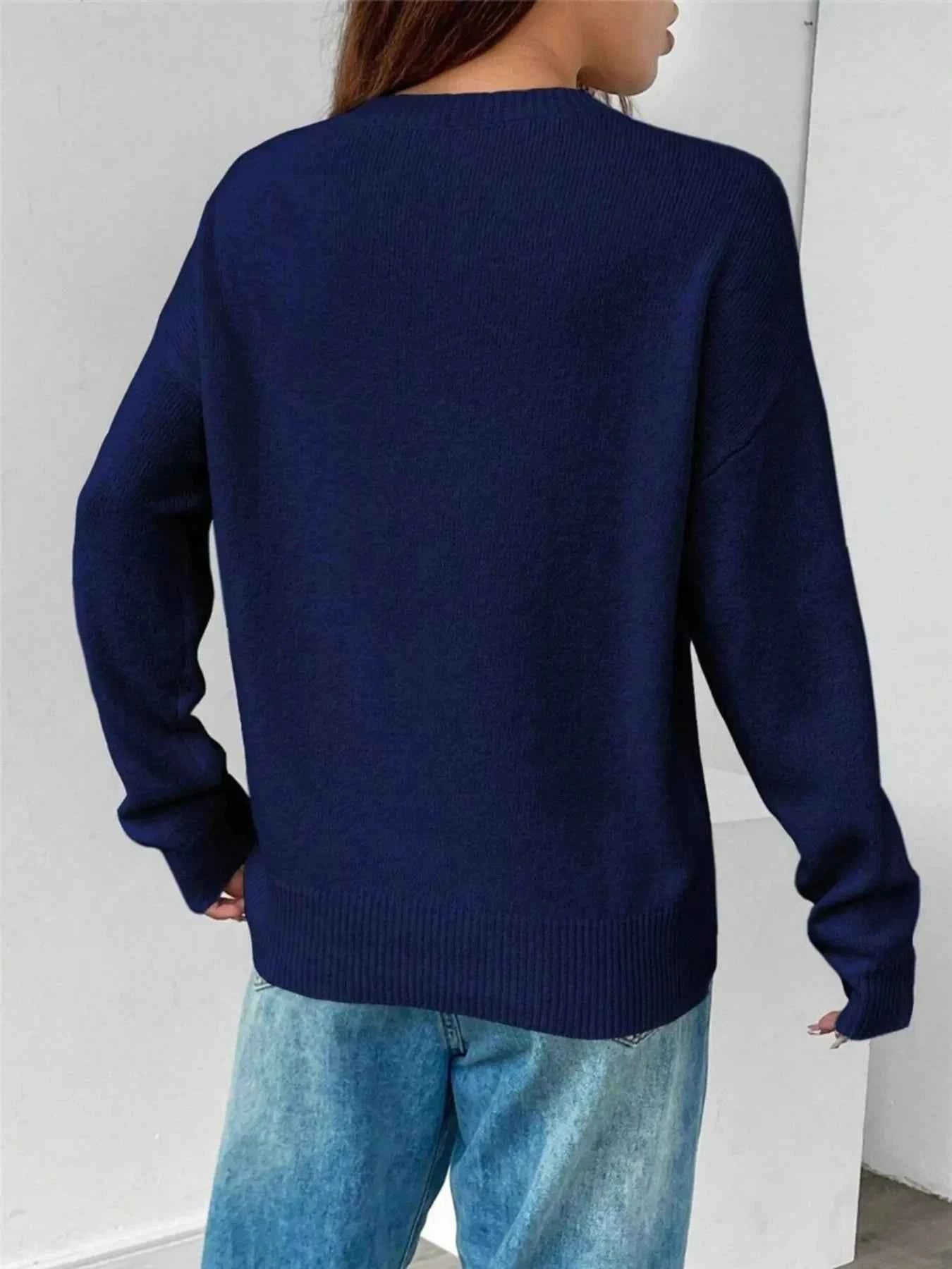 US Flag Round Neck Long Sleeve Sweater