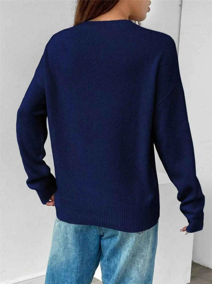 US Flag Round Neck Long Sleeve Sweater