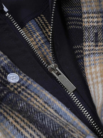 Men's Plaid Button Up Long Sleeve Jacket