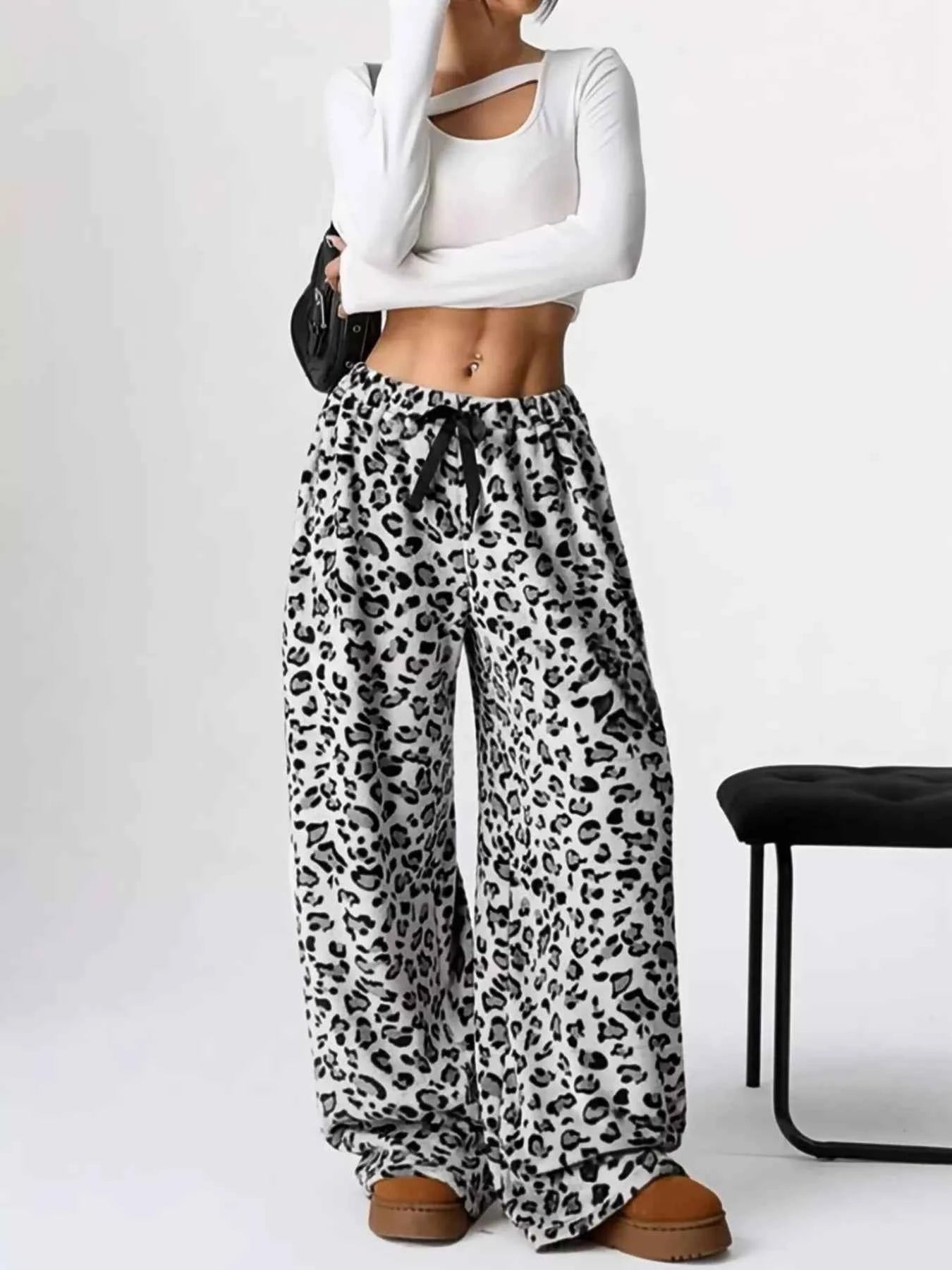 Leopard Wide Leg Pants