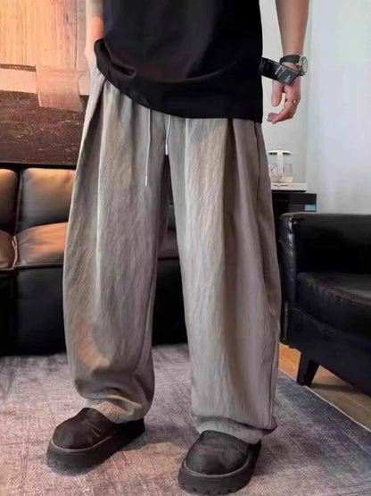 Men's Plus Size Relaxed Wide-Leg Drawstring Pants