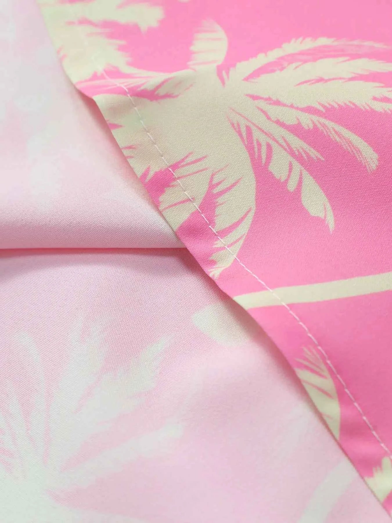 Men's Palm Tree Print Top and Shorts Summer Set