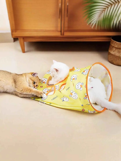Cartoon Pattern Collapsible Cat Tunnel Pet Toy