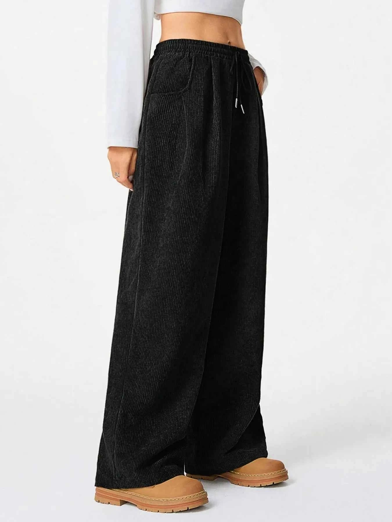 Drawstring Wide Leg Pants