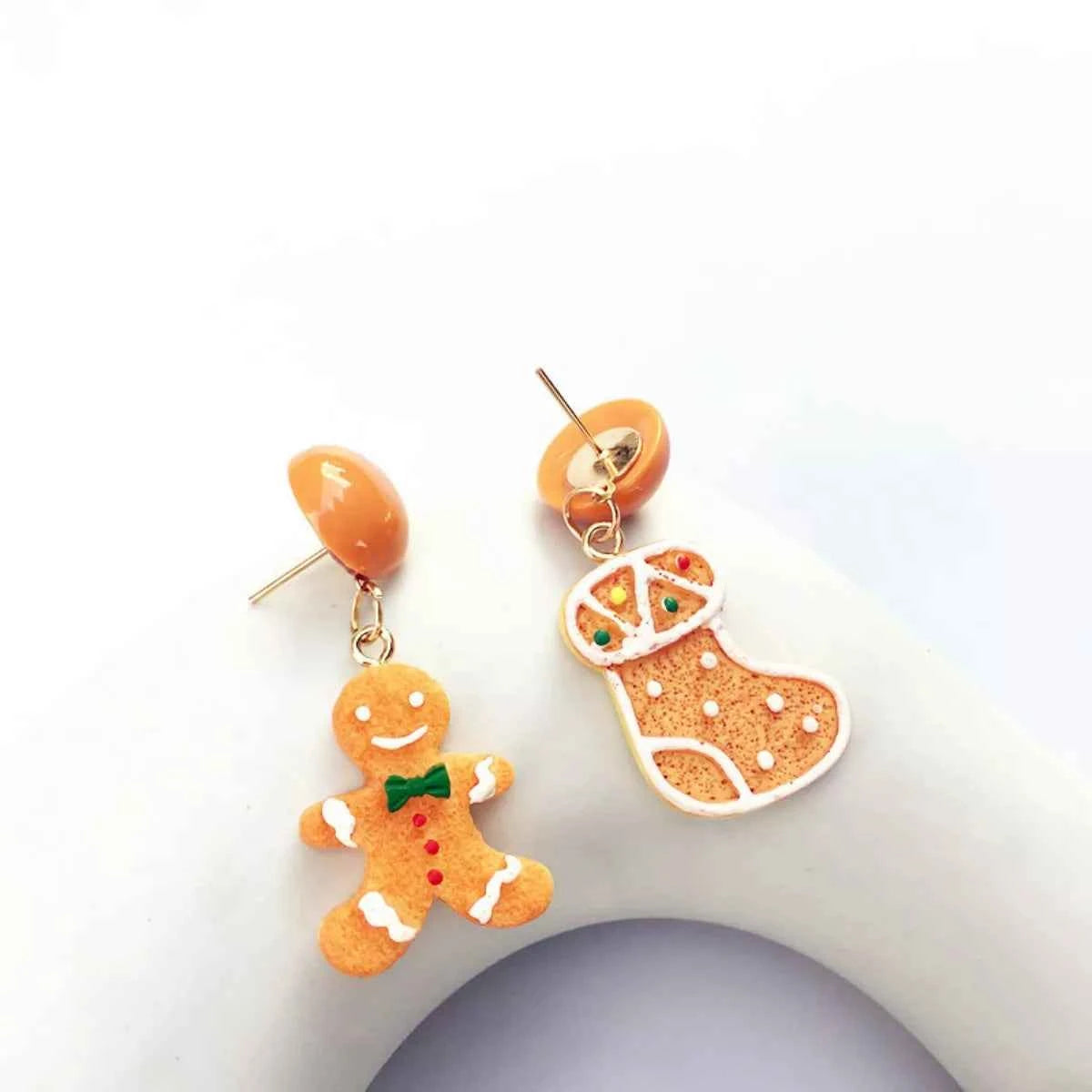 Christmas Gingerbread Man Drop Earrings