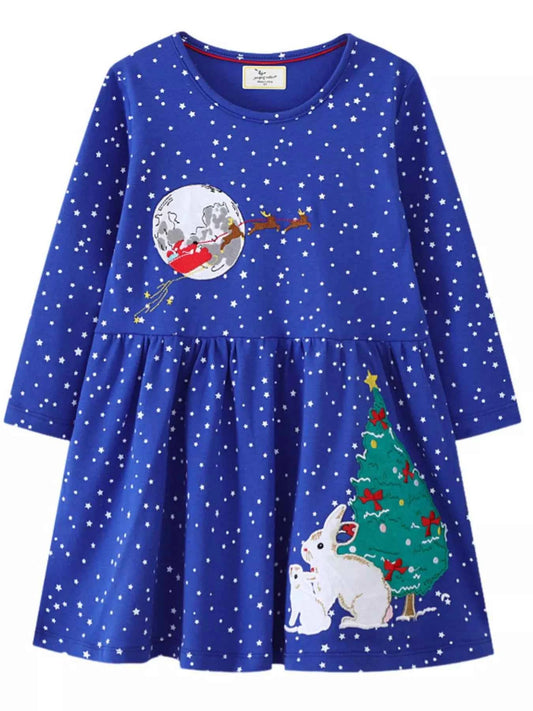Children's Christmas Theme Long Sleeve Dress