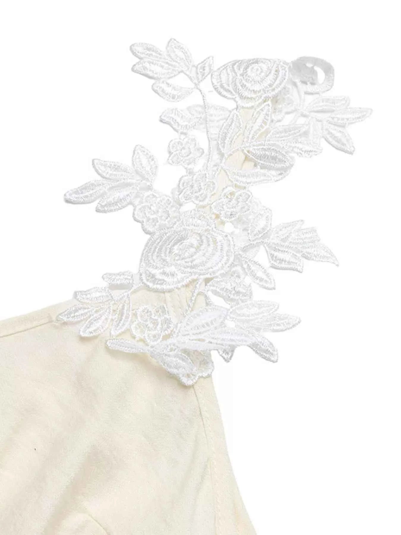 Lace Trimmed Slit Maxi Dress