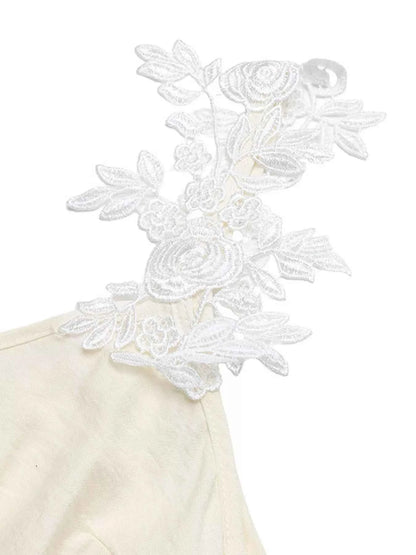 Lace Trimmed Slit Maxi Dress