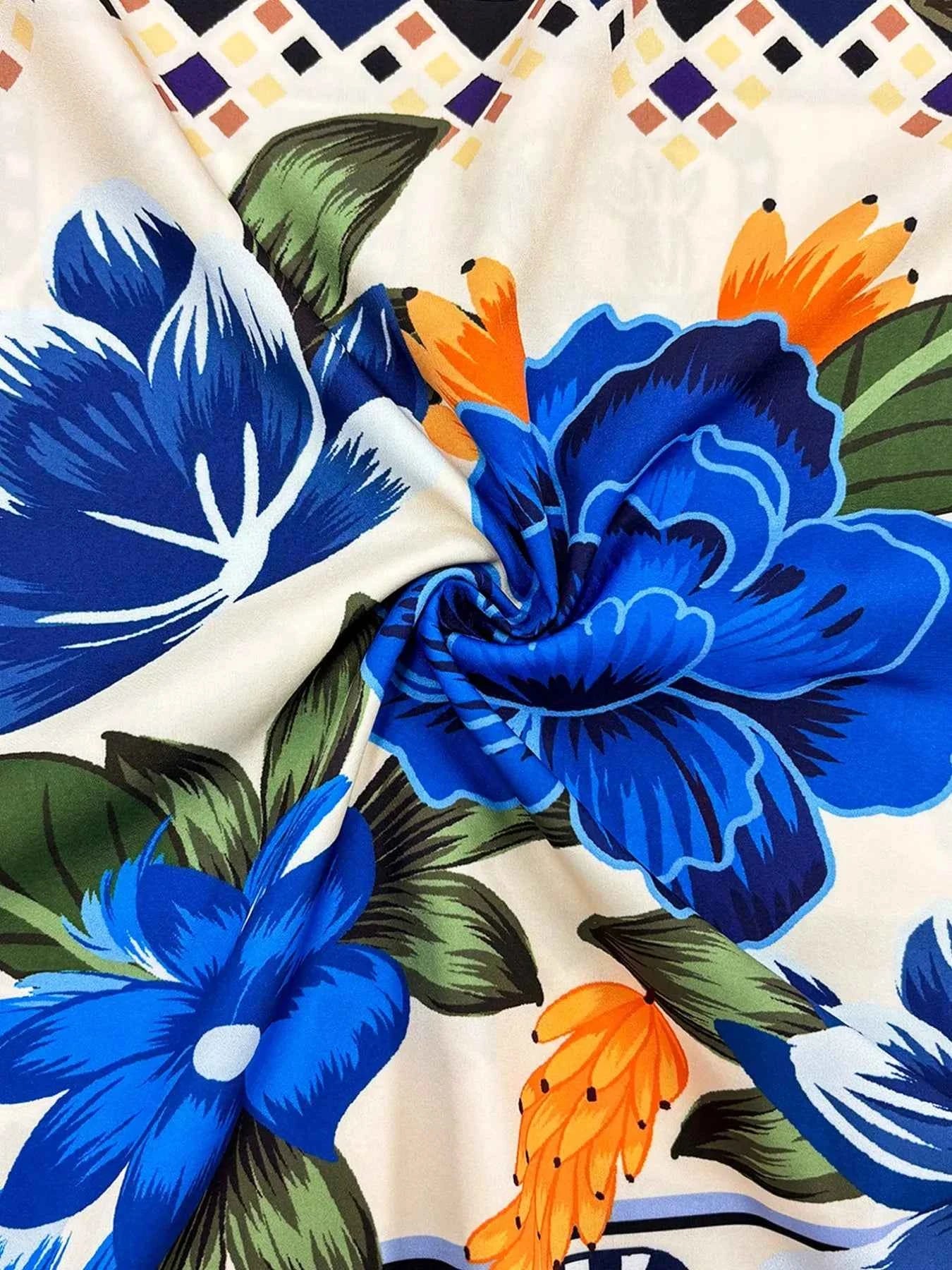 Plus Size Floral Print Spaghetti Strap Maxi Dress