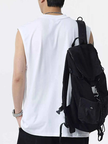 Men's Plus Size Round Neck Tank with Chest Pocket