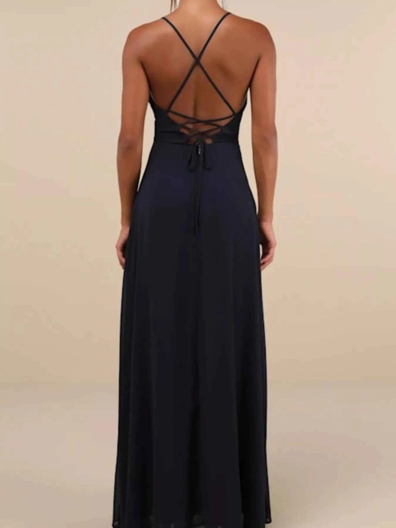 Crisscross Back Slit Maxi Dress