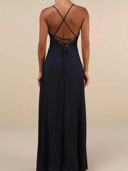 Crisscross Back Slit Maxi Dress