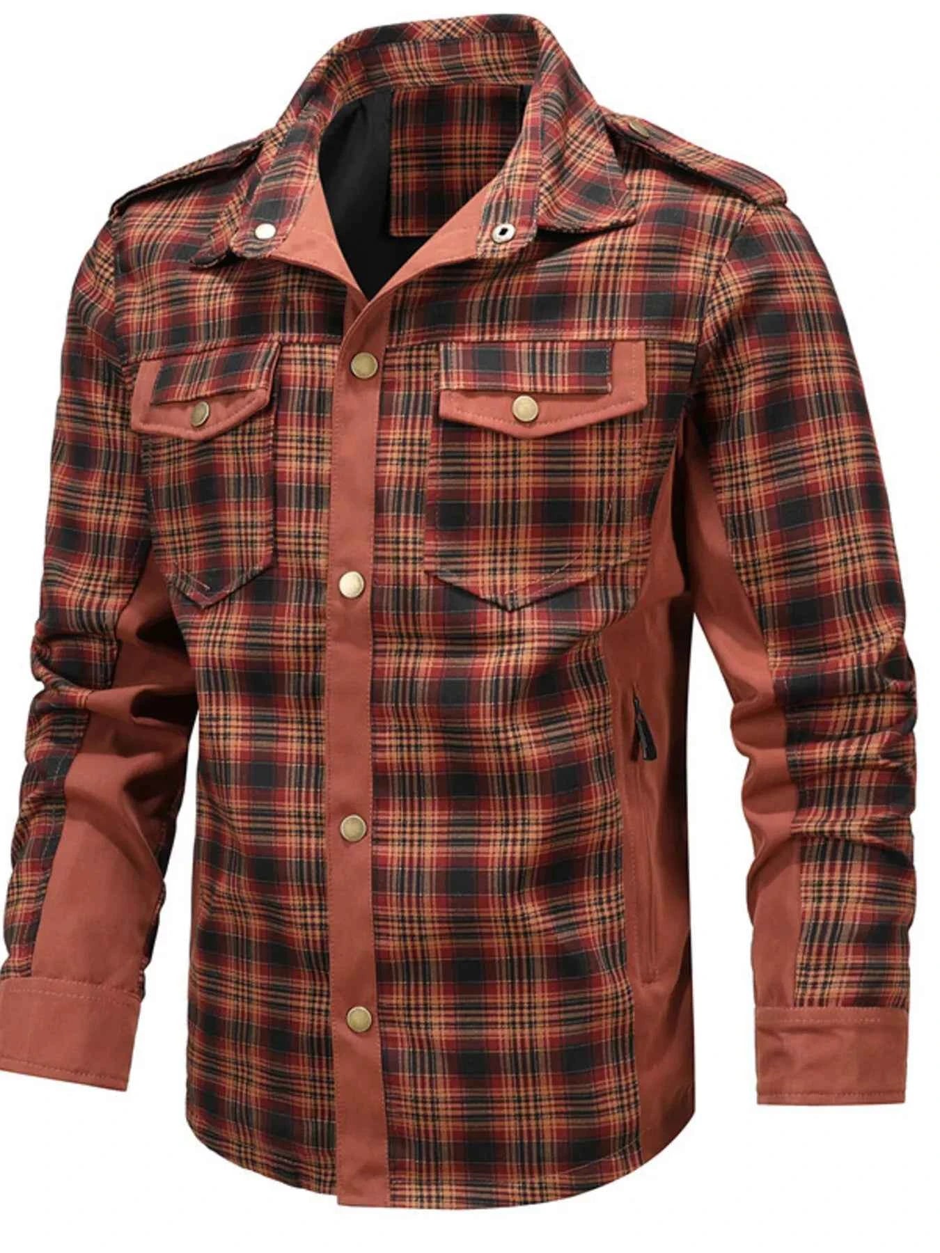 Men's Full Size Button Up Long Sleeve Plaid Shirt Plus Size