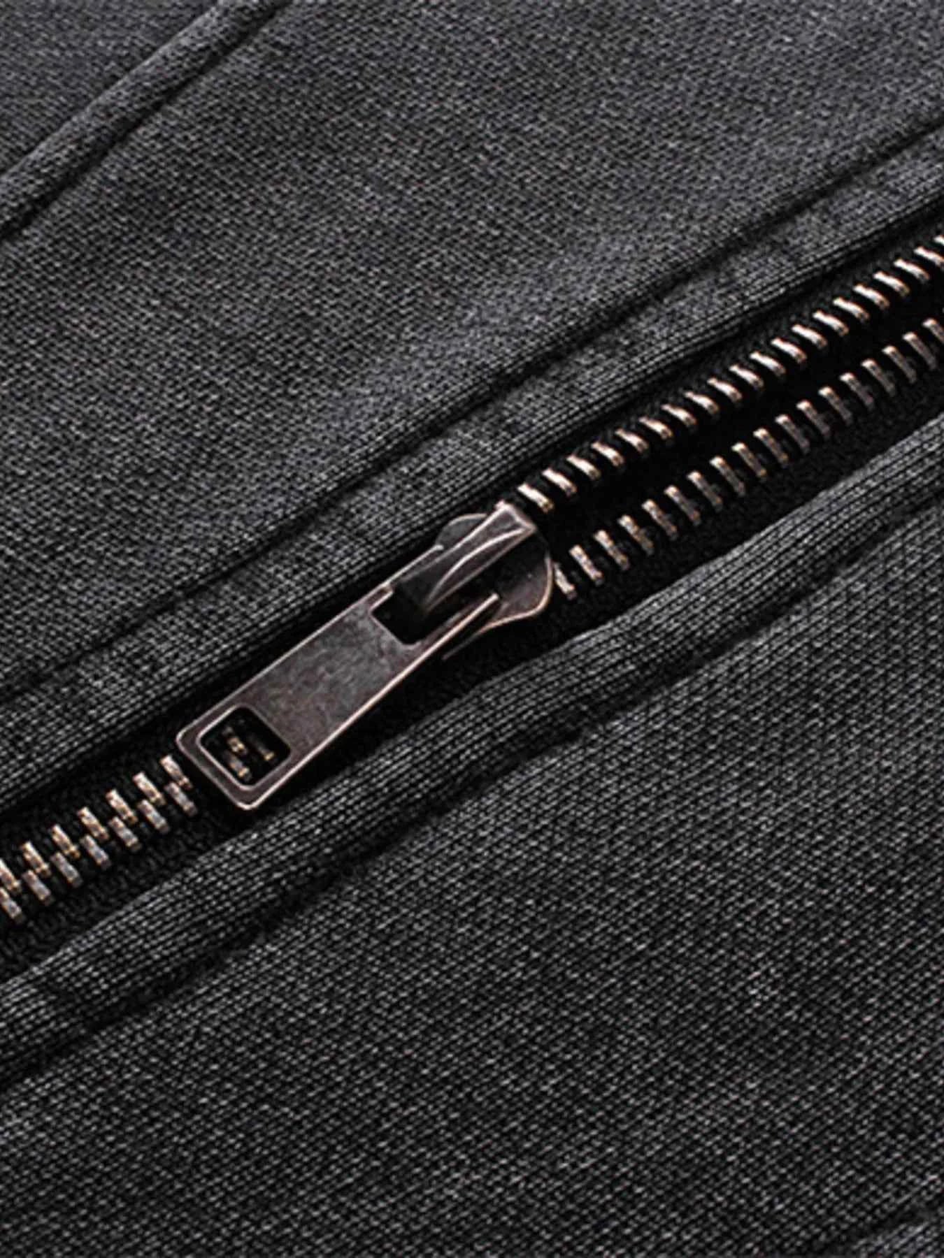 Men's Washed Zip Up Long Sleeve Hooded Jacket