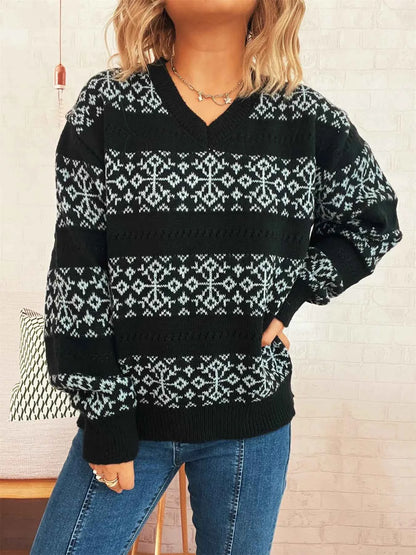 Contrast Ribbed hem Long Sleeve Sweater