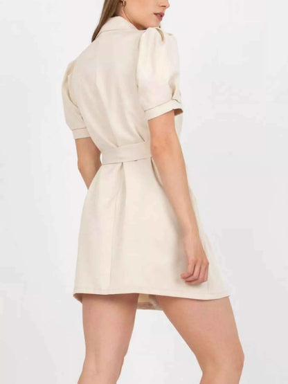 Blazer Style Tie Waist Mini Dress