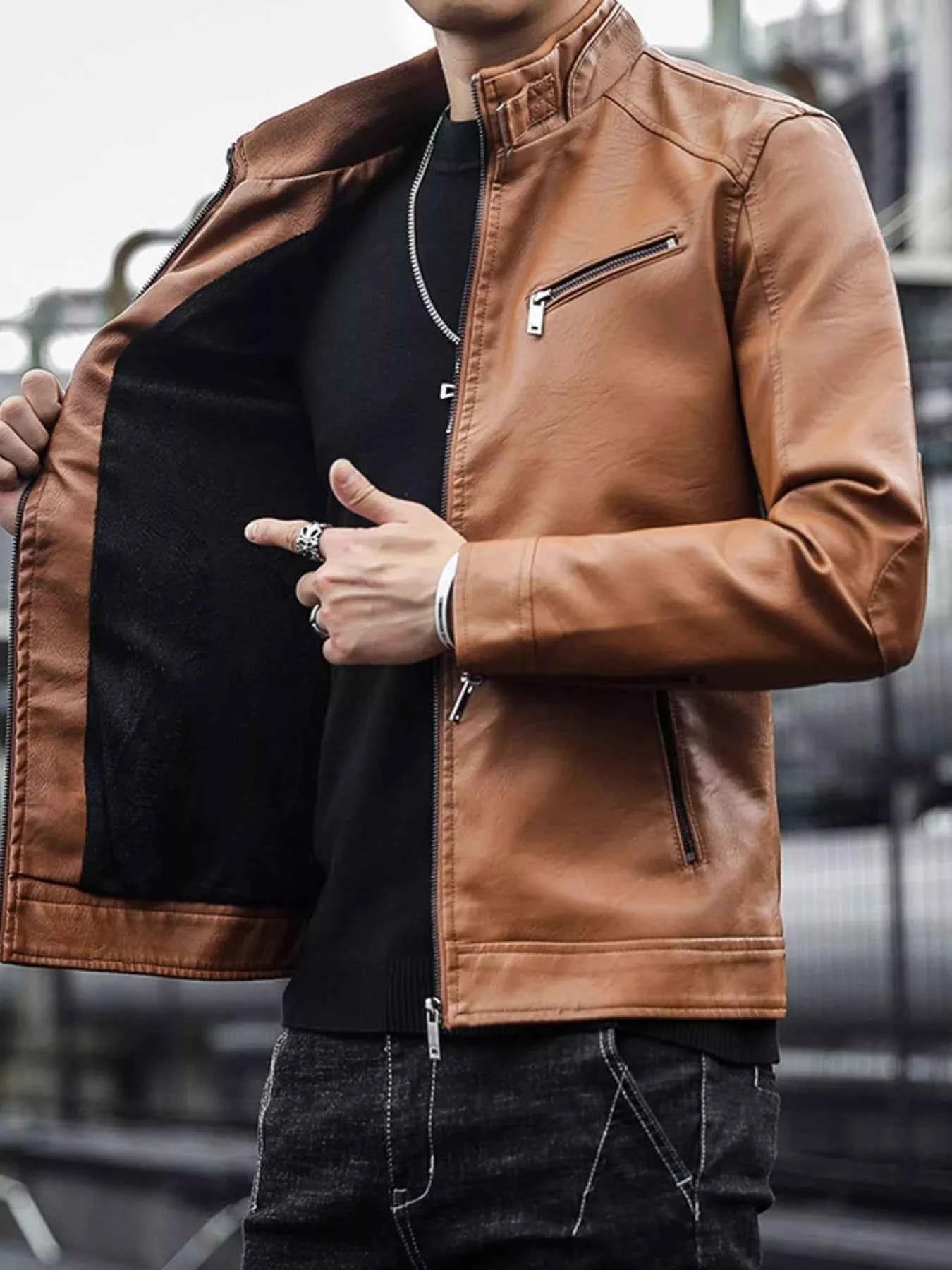 Men's Plus Size Zip Up Long Sleeve Jacket