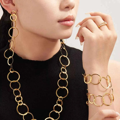 18K Gold-Plated Titanium Steel Round Bracelet