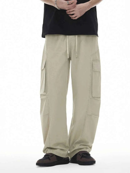 Men's Plus Size Wide Leg Cargo Drawstring Pants