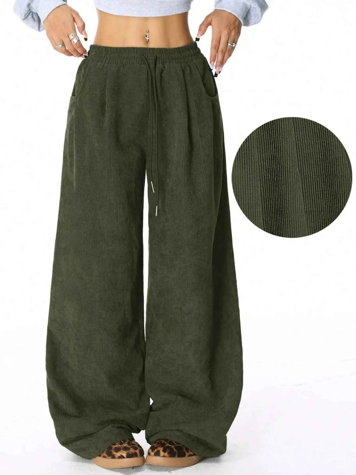 Drawstring Wide Leg Pants