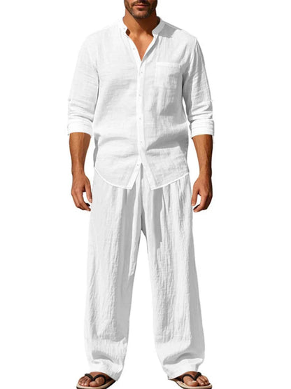 Men's Full Size Button Up Shirt and Pants Set Plus Size