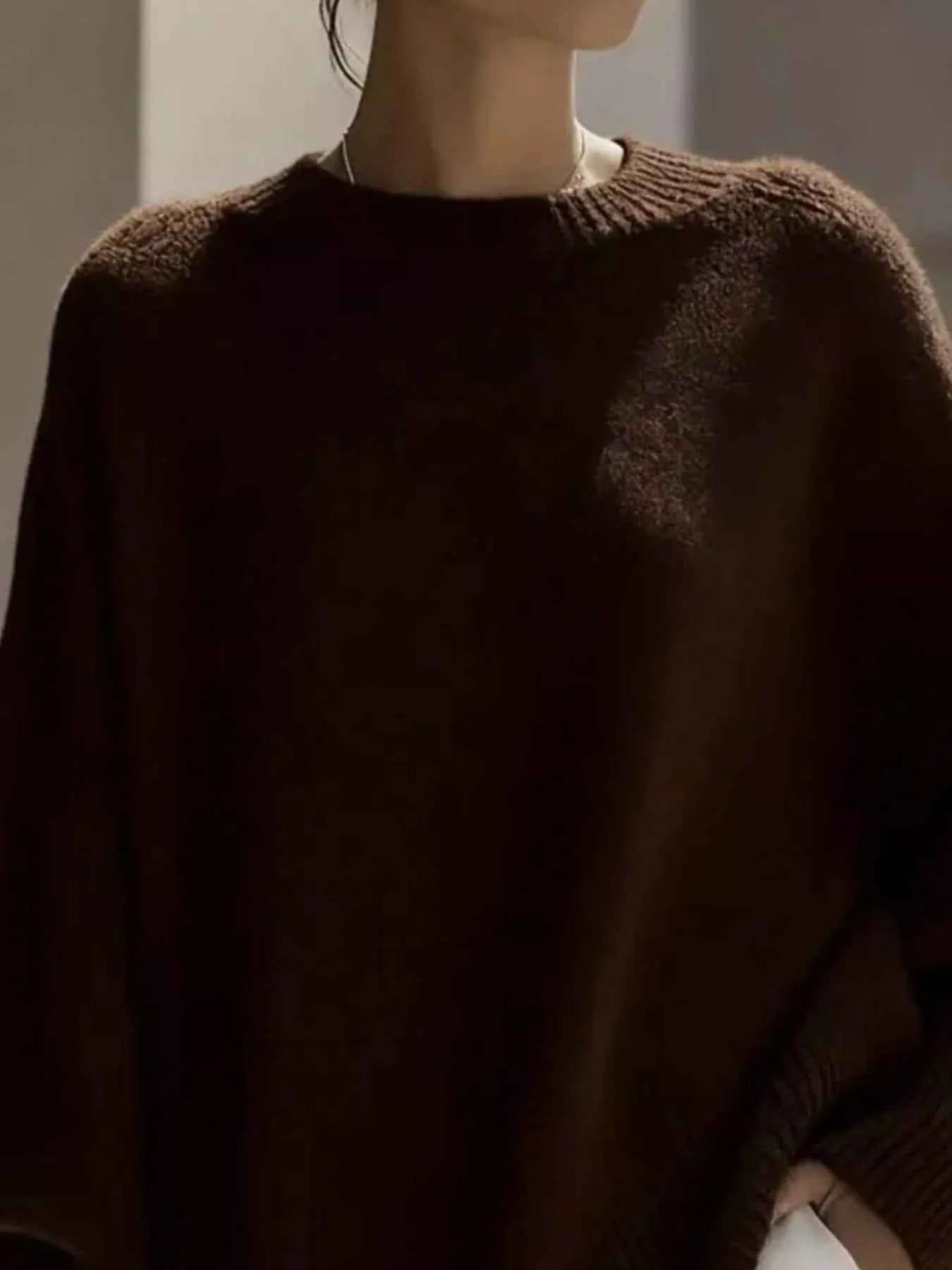 Ribbed Batwing Sleeve Oversized Sweater
