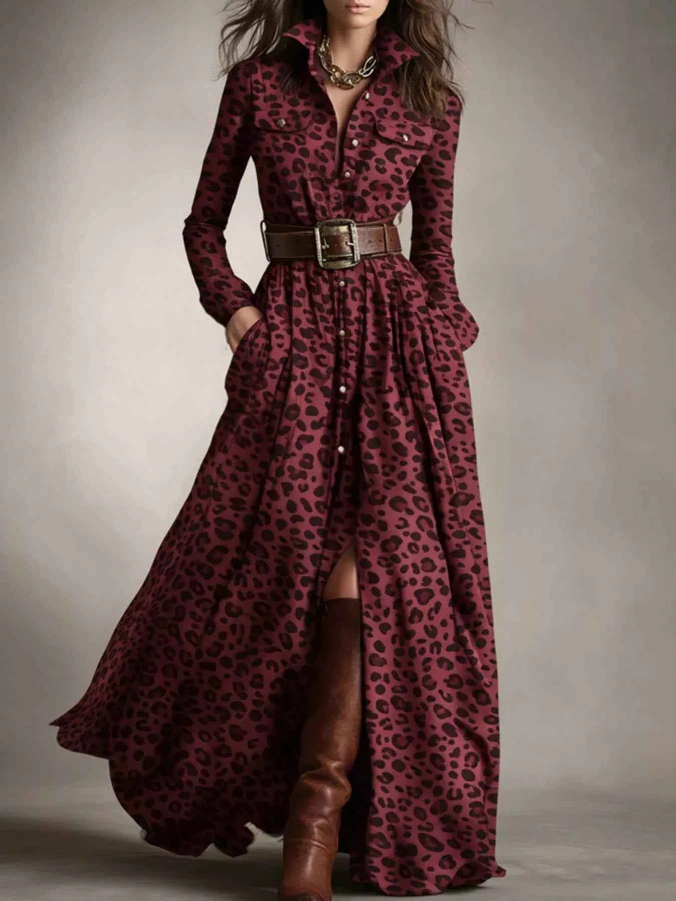 Plaid Button Front Maxi Shirt Dress