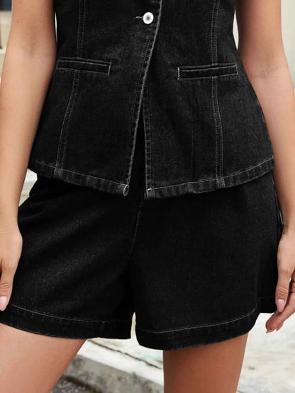 High-Waisted Denim Shorts