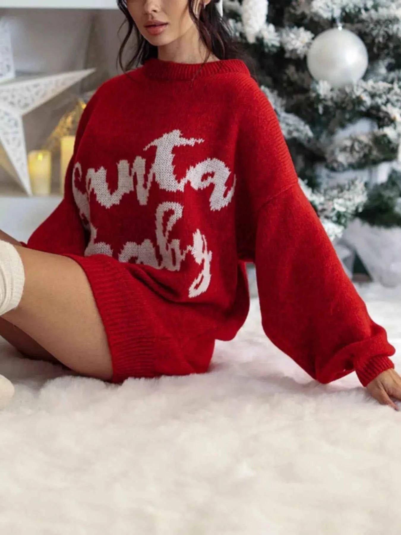 Christmas Letter Oversized Sweater Dress
