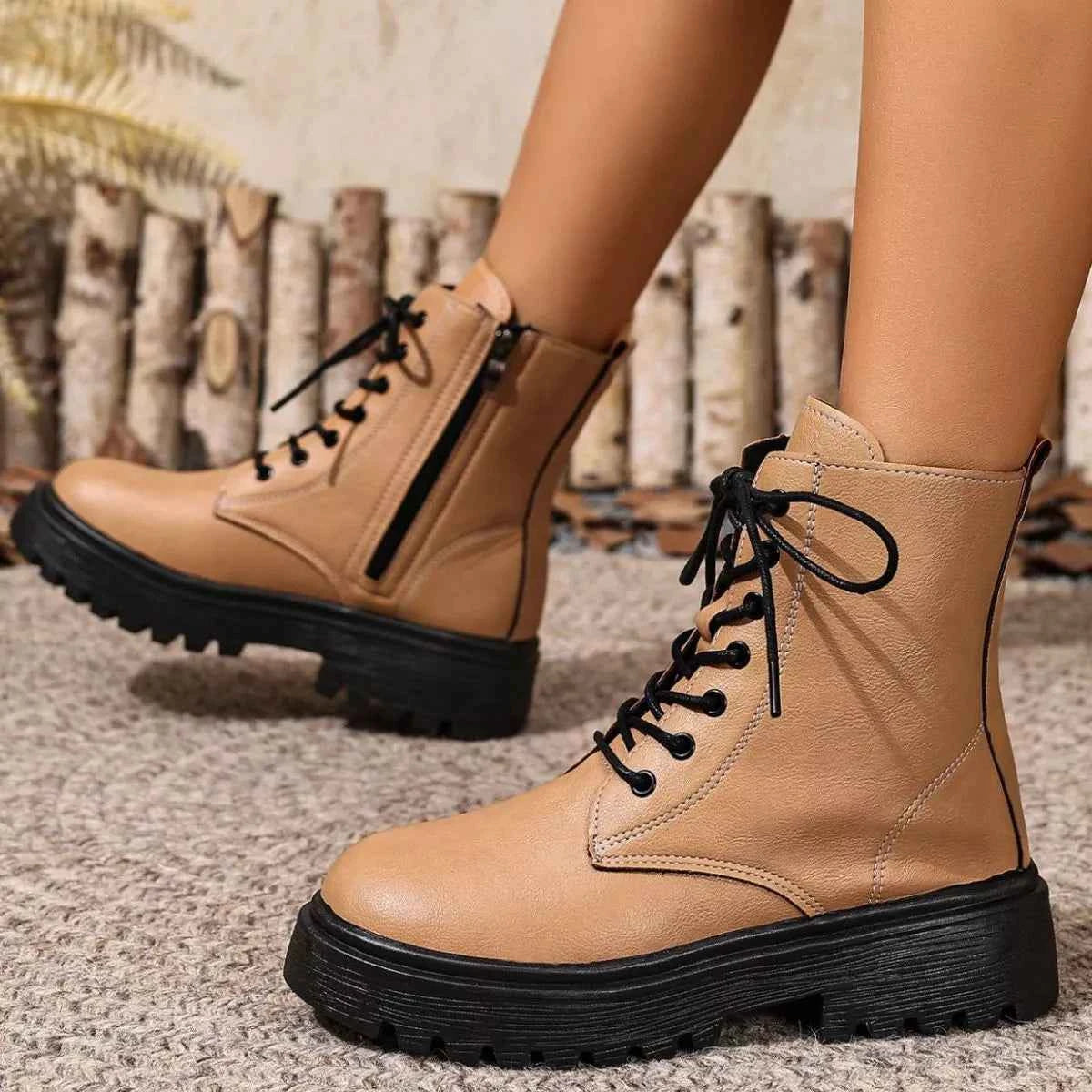 Round Toe Block Heels Boots