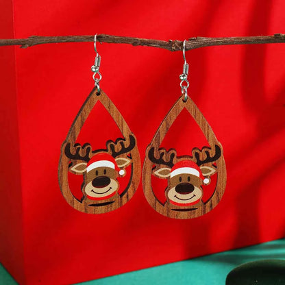 Christmas Reindeer Teardrop Dangle Earrings