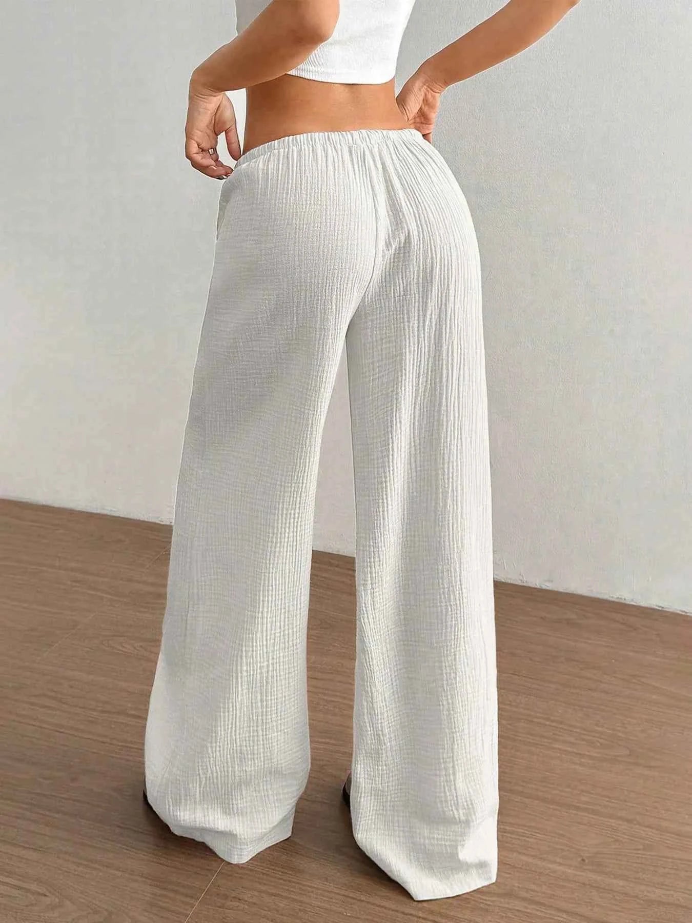 Drawstring Wide-Leg Casual Pants