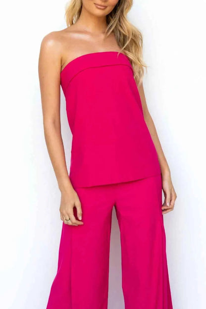 Tube Top and Wide Leg Pants Set