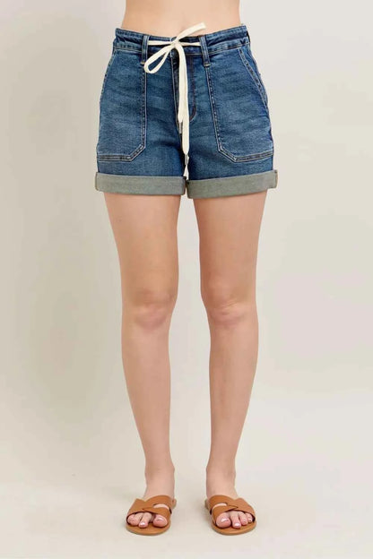 Judy Blue Full Size High Rise Cuff Denim Shorts Plus Size