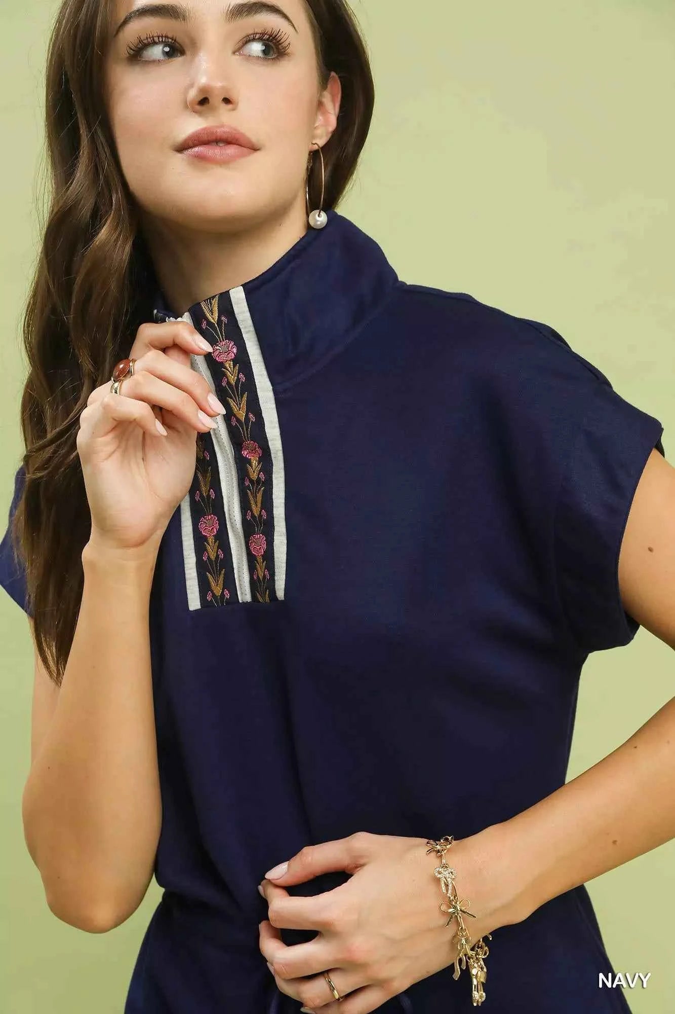 Umgee Dolman Sleeve Zip Detail Dress