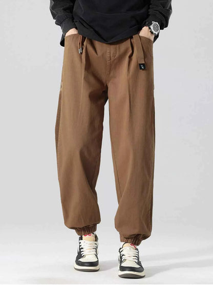 Men's Plus Size Drawstring Cargo Joggers with Pockets