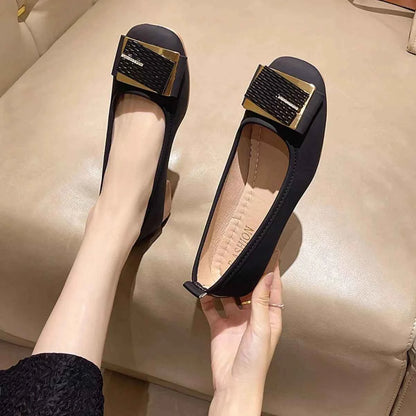 Round Toe Block Heels Slip-Ons