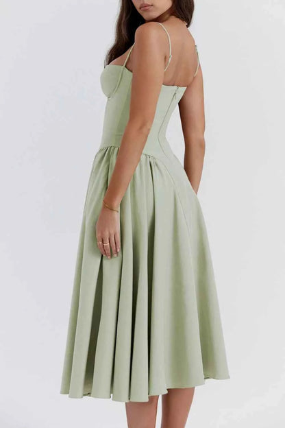 Sweetheart Neck Ruched Midi Dress