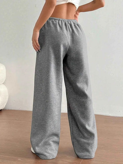 Casual Drawstring High Waist Wide Leg Sweatpants