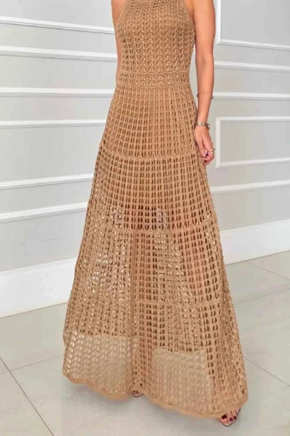 Hollowed-Out Sleeveless Maxi Dress